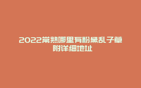 2022常熟哪里有粉黛乱子草 附详细地址