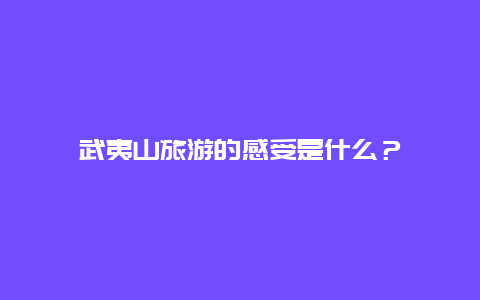 武夷山旅游的感受是什么？