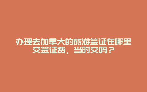 办理去加拿大的旅游签证在哪里交签证费，当时交吗？