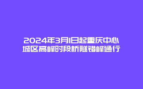 2024年3月1日起重庆中心城区高峰时段桥隧错峰通行