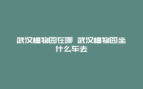 武汉植物园在哪 武汉植物园坐什么车去