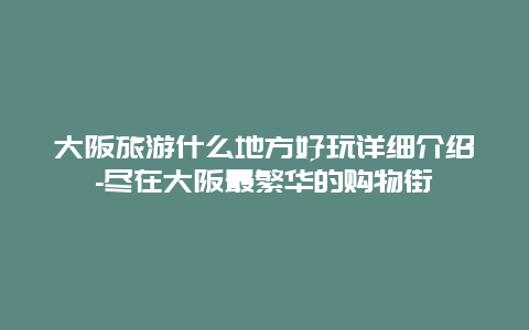 大阪旅游什么地方好玩详细介绍-尽在大阪最繁华的购物街