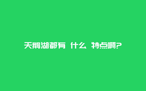 天鹅湖都有 什么 特点啊?