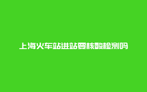 上海火车站进站要核酸检测吗