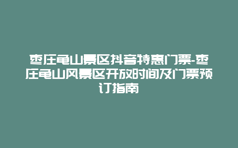 枣庄龟山景区抖音特惠门票-枣庄龟山风景区开放时间及门票预订指南