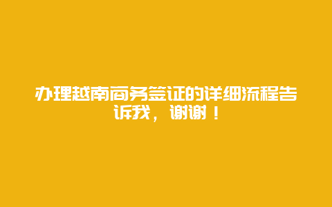 办理越南商务签证的详细流程告诉我，谢谢！