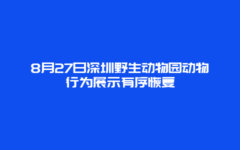 8月27日深圳野生动物园动物行为展示有序恢复