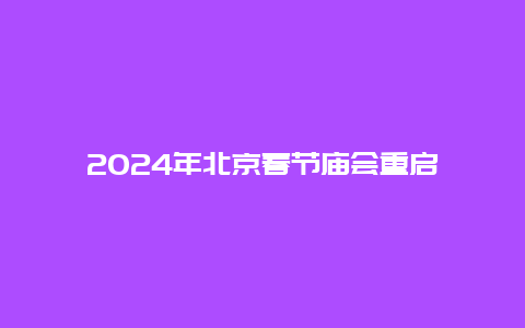 2024年北京春节庙会重启