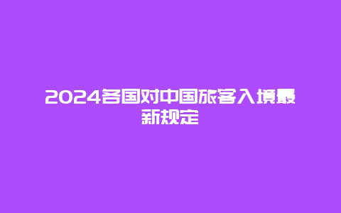 2024各国对中国旅客入境最新规定