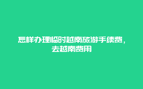 怎样办理临时越南旅游手续费，去越南费用