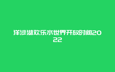 洋沙湖欢乐水世界开放时间2022