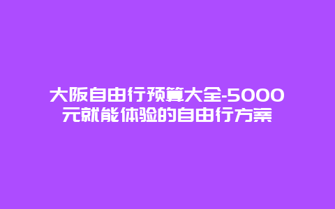 大阪自由行预算大全-5000元就能体验的自由行方案