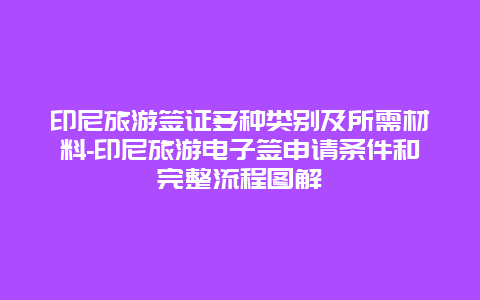 印尼旅游签证多种类别及所需材料-印尼旅游电子签申请条件和完整流程图解