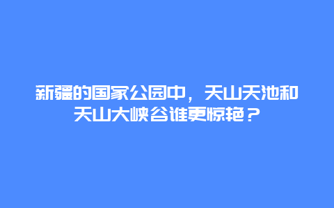 新疆的国家公园中，天山天池和天山大峡谷谁更惊艳？