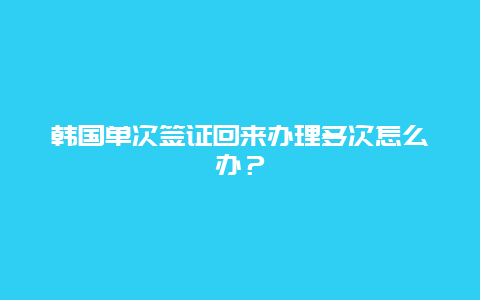 韩国单次签证回来办理多次怎么办？