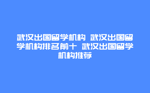 武汉出国留学机构 武汉出国留学机构排名前十 武汉出国留学机构推荐