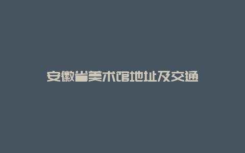 安徽省美术馆地址及交通