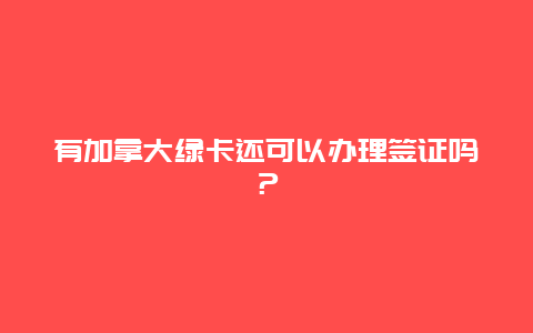 有加拿大绿卡还可以办理签证吗？