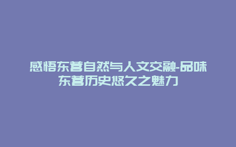 感悟东营自然与人文交融-品味东营历史悠久之魅力