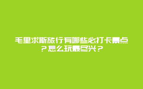 毛里求斯旅行有哪些必打卡景点？怎么玩最尽兴？