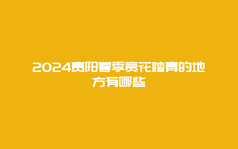 2024贵阳春季赏花踏青的地方有哪些