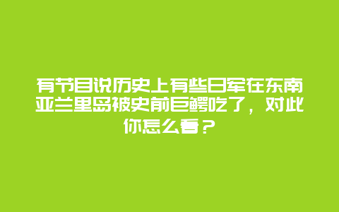 有节目说历史上有些日军在东南亚兰里岛被史前巨鳄吃了，对此你怎么看？