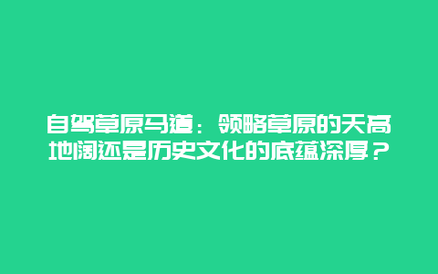 自驾草原马道：领略草原的天高地阔还是历史文化的底蕴深厚？