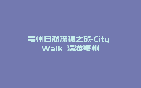 亳州自然探秘之旅-City Walk 漫游亳州