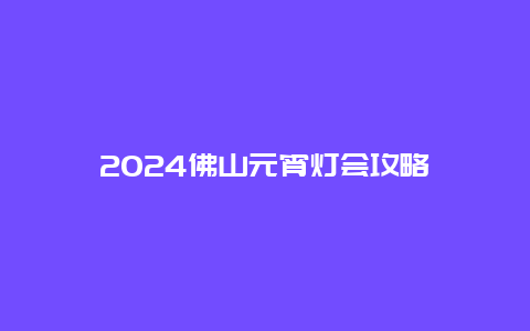 2024佛山元宵灯会攻略