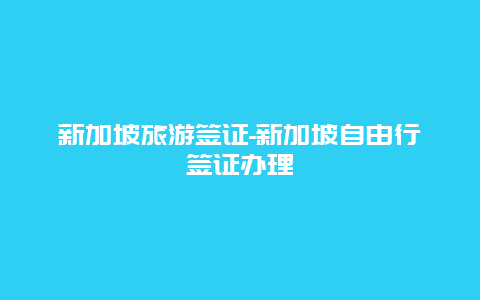 新加坡旅游签证-新加坡自由行签证办理