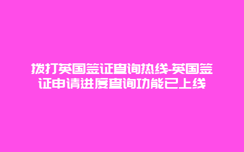 拨打英国签证查询热线-英国签证申请进度查询功能已上线