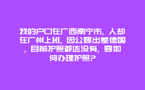 我的户口在广西南宁市, 人却在广州上班, 因公要出差德国, 目前护照都还没有, 要如何办理护照?