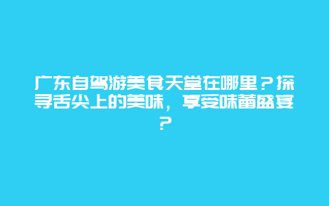 广东自驾游美食天堂在哪里？探寻舌尖上的美味，享受味蕾盛宴？