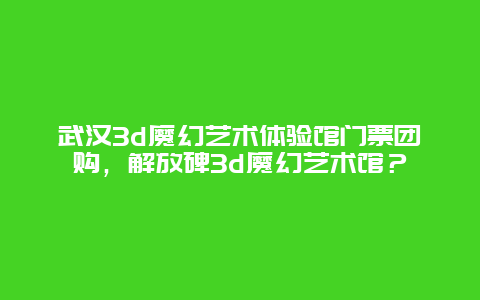 武汉3d魔幻艺术体验馆门票团购，解放碑3d魔幻艺术馆？