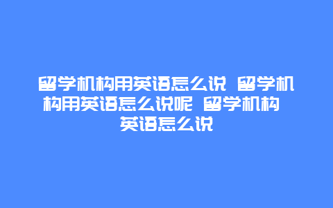 留学机构用英语怎么说 留学机构用英语怎么说呢 留学机构 英语怎么说