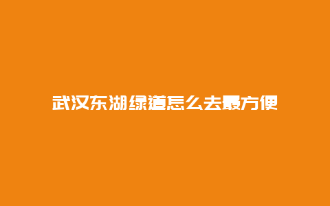 武汉东湖绿道怎么去最方便