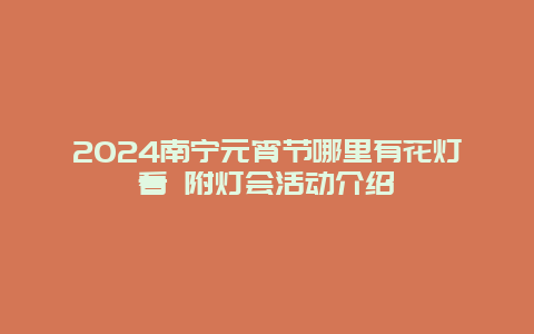 2024南宁元宵节哪里有花灯看 附灯会活动介绍