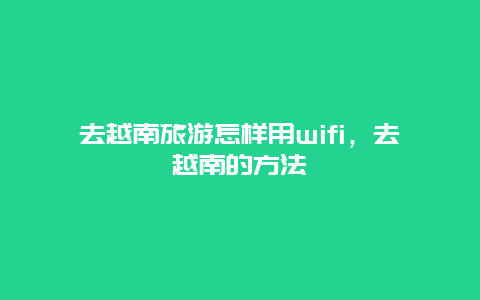 去越南旅游怎样用wifi，去越南的方法