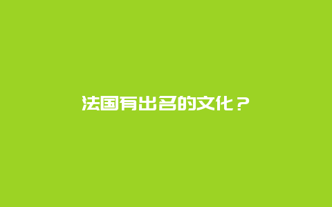 法国有出名的文化？