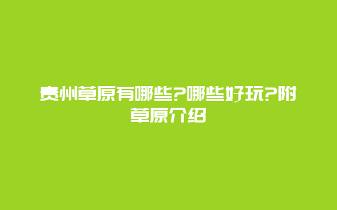 贵州草原有哪些?哪些好玩?附草原介绍