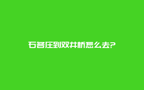 石各庄到双井桥怎么去?