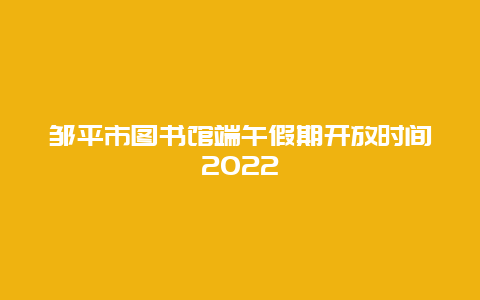 邹平市图书馆端午假期开放时间2022