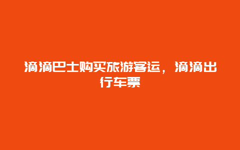 滴滴巴士购买旅游客运，滴滴出行车票