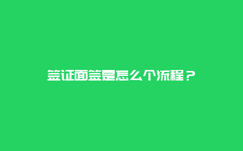 签证面签是怎么个流程？