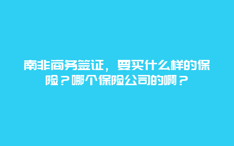 南非商务签证，要买什么样的保险？哪个保险公司的啊？