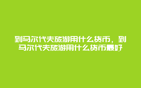 到马尔代夫旅游用什么货币，到马尔代夫旅游用什么货币最好