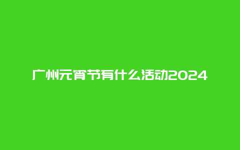 广州元宵节有什么活动2024