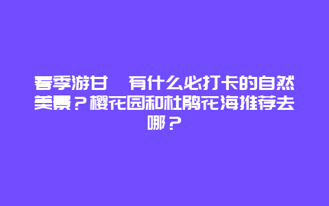 春季游甘孜有什么必打卡的自然美景？樱花园和杜鹃花海推荐去哪？