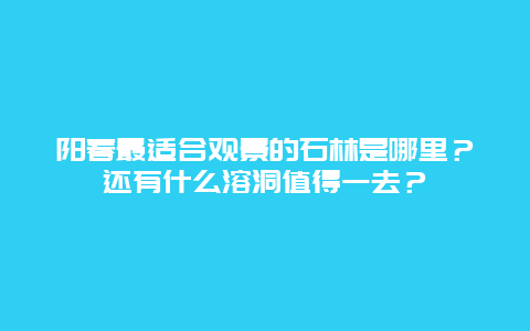 阳春最适合观景的石林是哪里？还有什么溶洞值得一去？