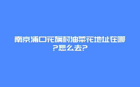 南京浦口花旗村油菜花地址在哪?怎么去?